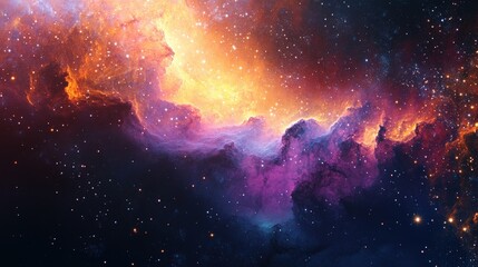 Obraz premium A breathtaking view of a nebula in the depths of space, with brilliant stars scattered throughout the background.