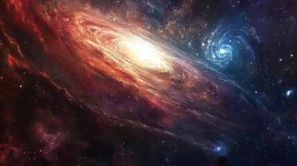 Obraz premium A captivating scene of a nebula set against the backdrop of deep space, where distant stars shine like diamonds.