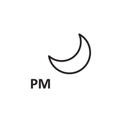 PM time sign vector icon. vector simple linear illustration for web and app..eps