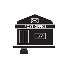Post office building icon,  Post station trendy style flat black illustration for web and app..eps
