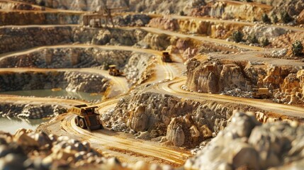Showcase the environmental impact of mining activities with immersive 3D illustrations of land degradation and pollution
