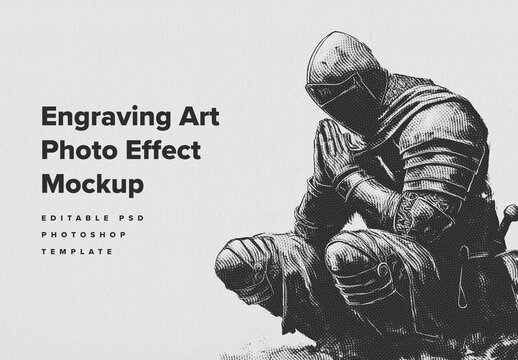 Engraving Art Photo Effect Mockup