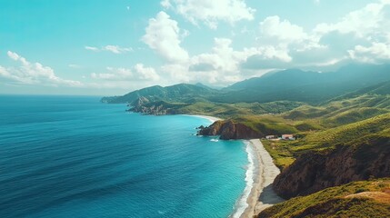 Fototapeta premium a very beautiful view of the hills and beaches from a height