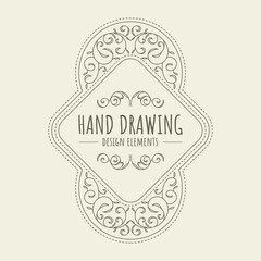 Hand-drawing vintage frames. - Vector.