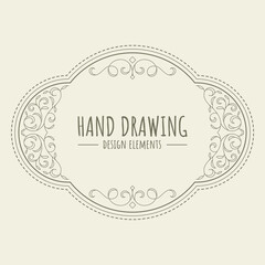 Hand-drawing vintage frames. - Vector.