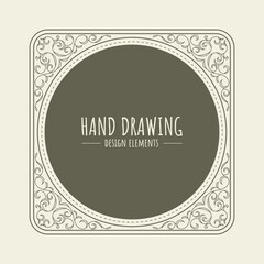 Hand-drawing vintage frames. - Vector.