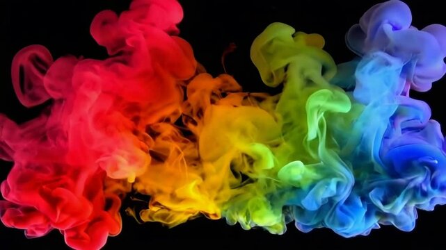 A colorful smoke trail with a rainbow of colors