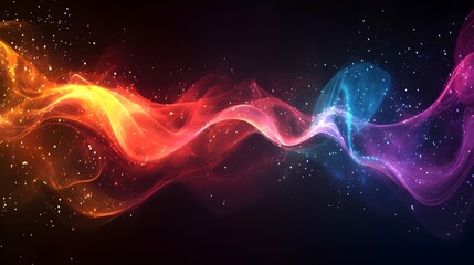 Obraz premium Colorful Abstract Sound Waves with Vibrant Fluid Motion and Glowing Particles