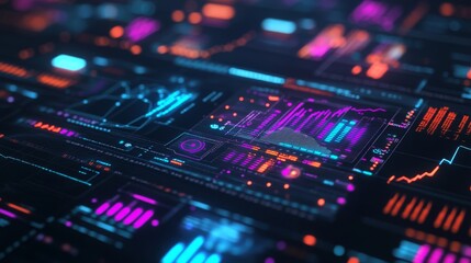 Fototapeta premium Colorful Data Visualization and Digital Interfaces