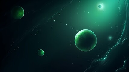 Fototapeta premium digital technology blue green universe planet illustration poster background