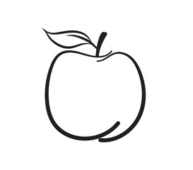 Apple icon. Apple line art. apple with leaf. Apple simple outline. Healthy food. Vector illustration