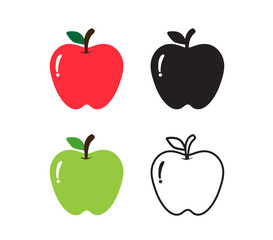 Apple on white background. Red and green apples icon. Apple fruit for healthy. Vector illustration