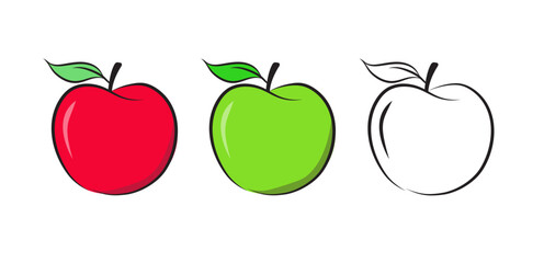 Apple on white background. Red and green apples icon. Apple fruit for healthy. Vector illustration