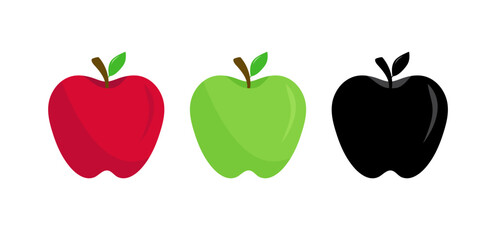 Apple on white background. Red and green apples icon. Apple fruit for healthy. Vector illustration