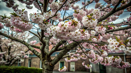 Obraz premium pink cherry blossom. spring, flower, tree, blossom, nature, pink, cherry, branch, bloom, blooming, plant, garden, flowers, sakura, season, flora, leaf, beauty, sky, petal, floral, apple, blue, peach, 