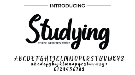 Studying Font Stylish brush painted an uppercase vector letters, alphabet, typeface