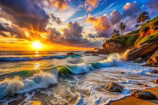 sunset over the sea. sunset, sea, sky, water, sunrise, beach, landscape, ocean, sun, nature, cloud, blue, clouds, lake, dusk, wave, horizon, stone, coast, evening, rock, seascape, sundown, beauty, bea