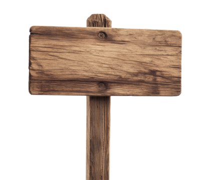 Blank wood signboboard isolated on transparent background