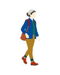 Flat vector people and illustration, woman with casual outfit