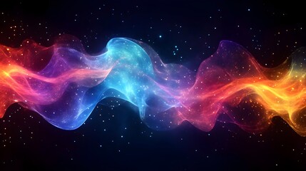 Fototapeta premium Vibrant Abstract Cosmic Waves and Fluid Motion in Glowing Gradient Colors and Shimmering Light
