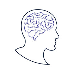 Artificial Intelligence, Minimalist Human Brain and Head Illustration icon