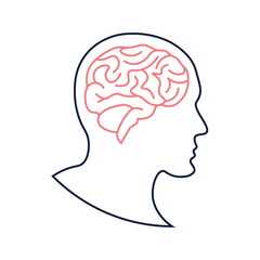 Minimalist Human Brain and Head Illustration with line style