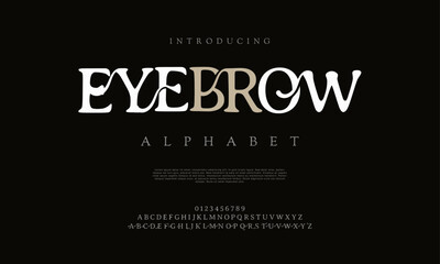 Eyebrow typography beauty fashion elegant minimalist serif italic fonts decorative wedding vintage retro logos. Minimal luxury font alphabet logo. Vector illustration