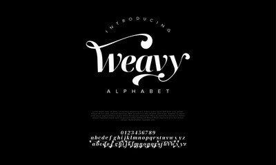 Weavy typography beauty fashion elegant minimalist serif italic fonts decorative wedding vintage retro logos. Minimal luxury font alphabet logo. Vector illustration