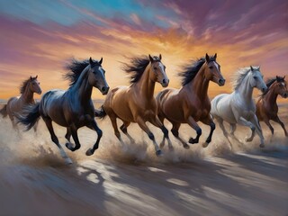 Obraz premium Beautiful horses galloping 