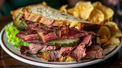 Savory Roast Beef Sandwich with Crispy Side