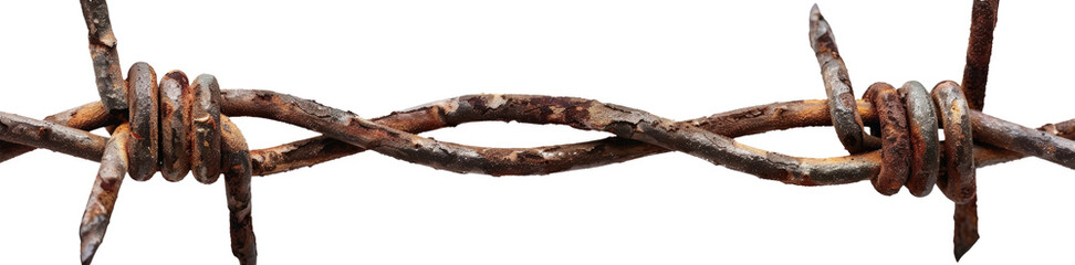 Fototapeta premium Rusty barbed wire close-up