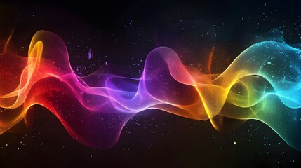 Obraz premium Vibrant Colorful Sound Waves Abstract Background with Glowing Neon Lights and Dynamic Curves