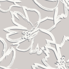 Neutral Colour Abstract Floral Seamless Pattern Design