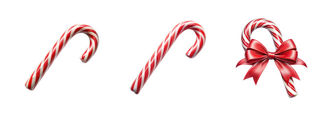 Set of Christmas candy cane decoration isolated on white