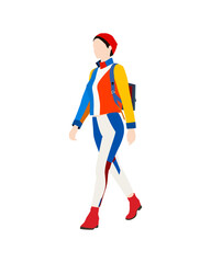 Flat vector people and illustration, woman with casual outfit