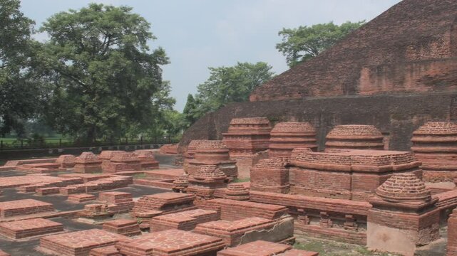 ruins of nalanda university at rajgir, bihar, india