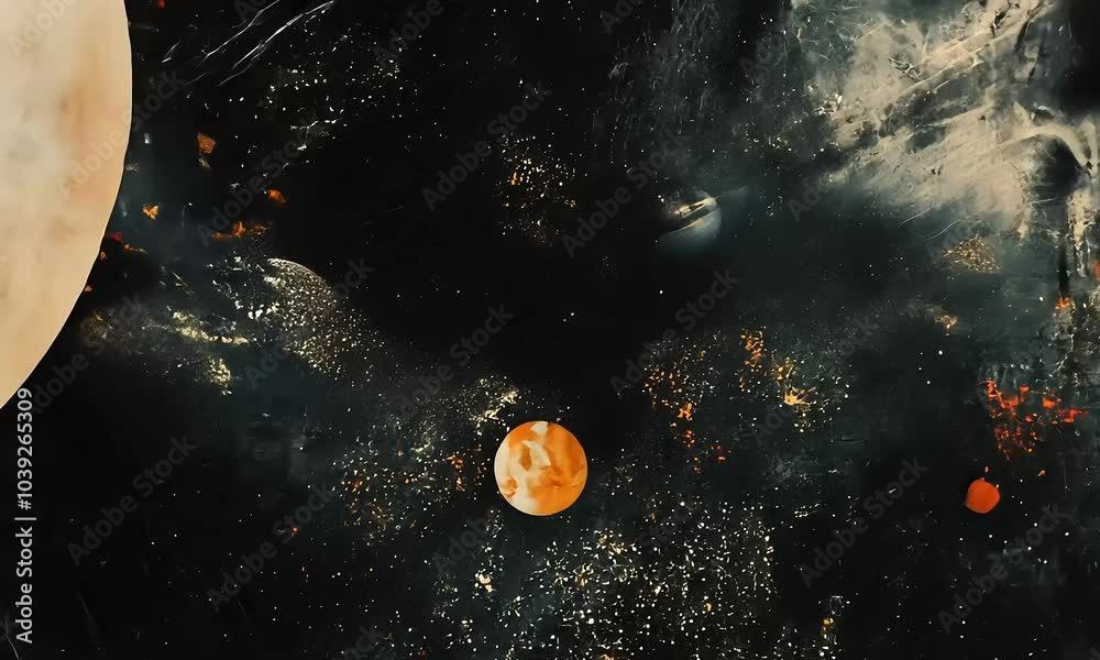 Wall mural abstract planets and stars in deep space with ai generated.