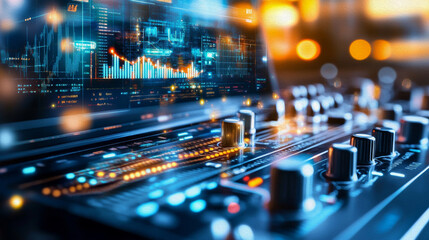 Audio Mixing Console with Data Analytics Overlay 