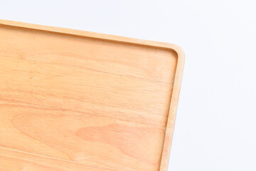 brown wooden tray isolated on white background