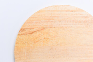brown wooden sphere cuttingboard isolated on white background