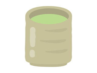 お茶の入った湯のみのベクターイラスト