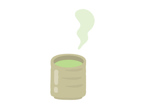 steaming matcha tea cup, green drink clip art preview
