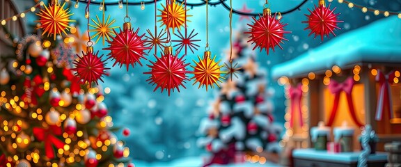 Naklejka premium Christmas Decorations in a Winter Wonderland