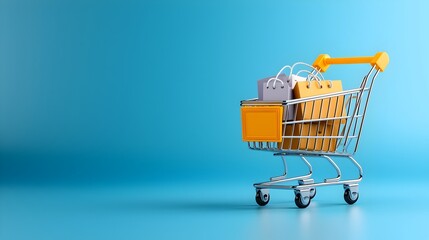 Neumorphic style of a shopping cart symbol with a purple gradient background 3D pin buttons and outline signs  Designed for modern ecommerce websites online stores