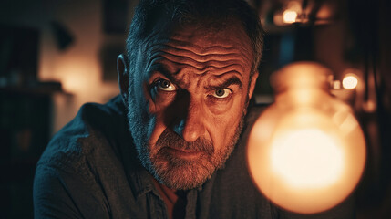 Man playing a staring game with exaggerated expression