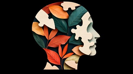 Generative AI crafted conceptual image of a human head puzzle with missing pieces symbolizing the mental health challenges and struggles faced by individuals