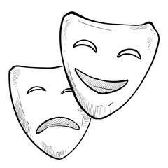 theater mask handdrawn illustration