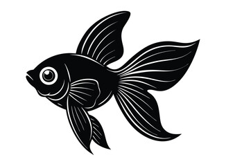 Fototapeta premium Stylish Fantail Goldfish Silhouette Vector Illustration Art