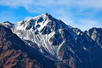 冠雪の北アルプスの白馬鑓ヶ岳