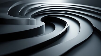 Obraz premium Abstract design featuring smooth, layered curves in monochrome tones.